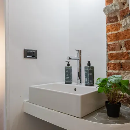Charming Colorful Brick By Wonderful Italy Apartment Turin